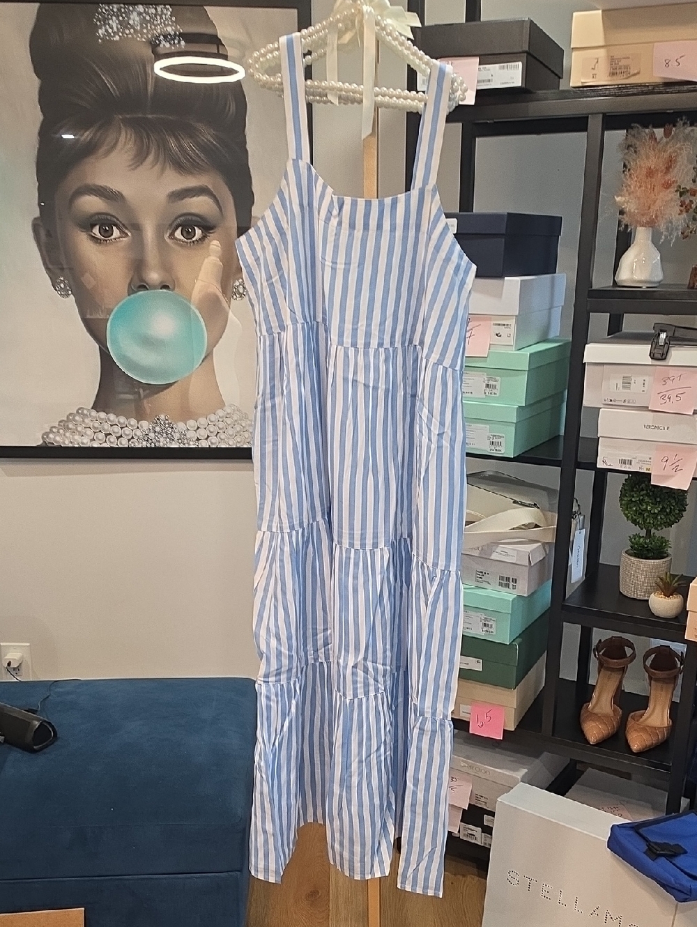 Blue & White Striped Tiered Sundress